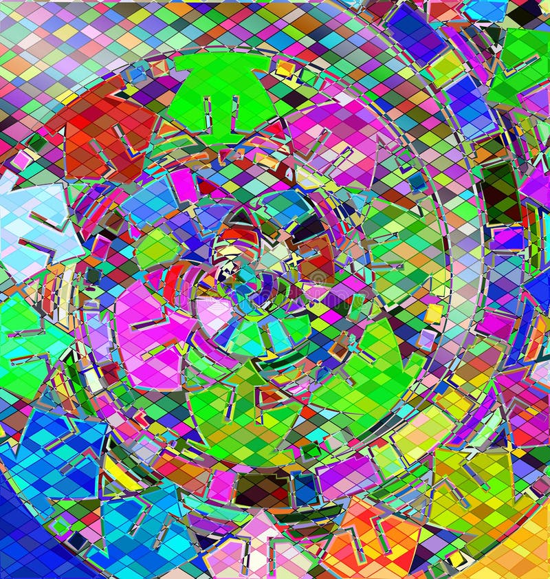 Background with abstract image of variation color abstract spiral consisting of lines and figures stock illustration Background with abstract image of variation color abstract spiral consisting of lines and figures stock illustration