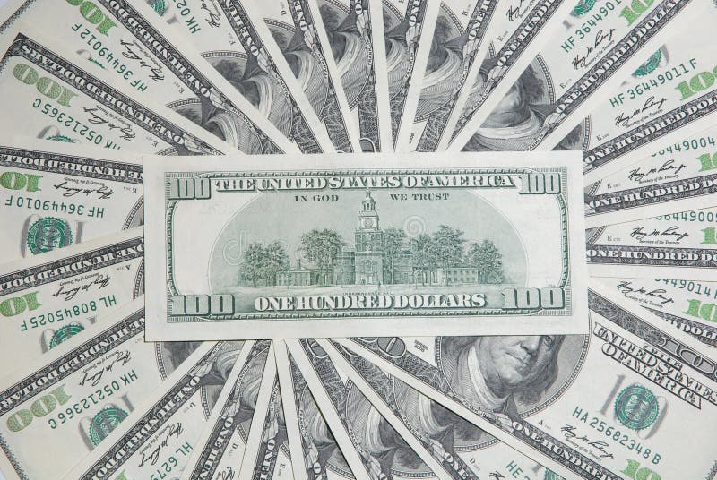 Background with american hundred dollar bills