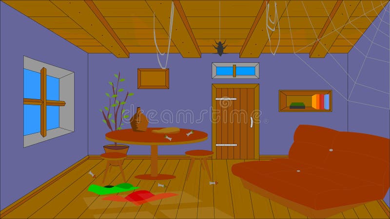 Background for Animation, Unmade Room Stock Vector - Illustration of  littered, cartoon: 109421437