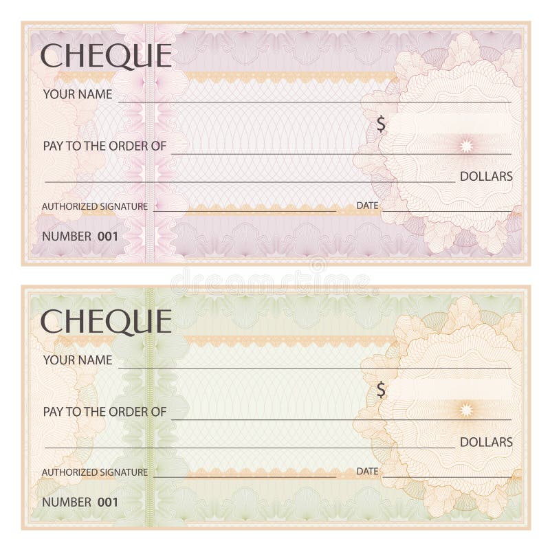 Check Cheque, Chequebook Template. Guilloche Pattern with Watermark ...