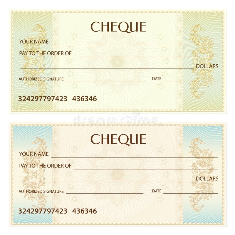 Check Cheque, Chequebook Template. Guilloche Pattern with Watermark ...