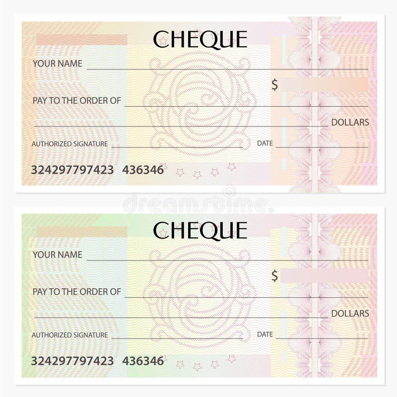 Check Cheque, Chequebook Template. Guilloche Pattern with Watermark ...