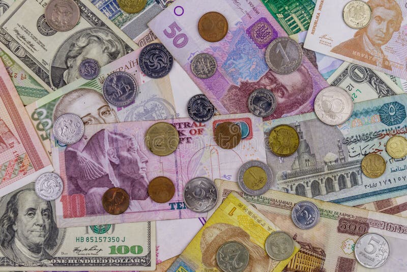 Background of the banknotes and coins from different countries stock image Background of the banknotes and coins from different countries stock image