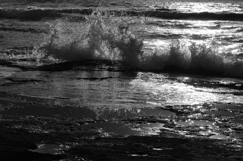 Background Of Beach And Sea, Black And White Image Stock Image Image