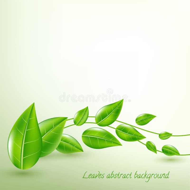 Background with Beautiful Green Leaves. Vector Flying Leaves Abstract ...