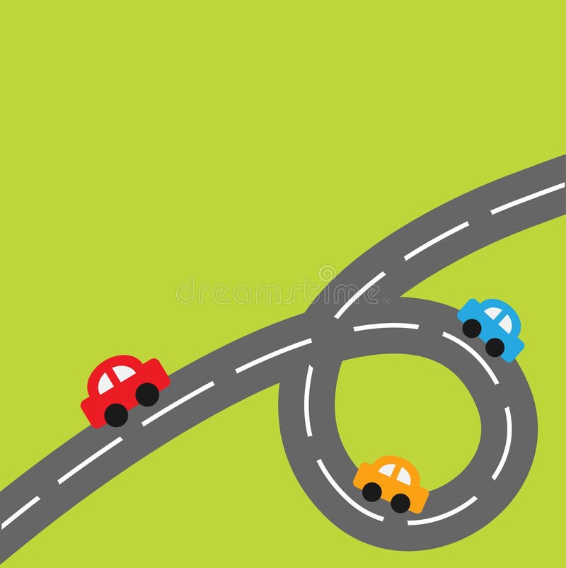 Background with big loop road and cartoon cars