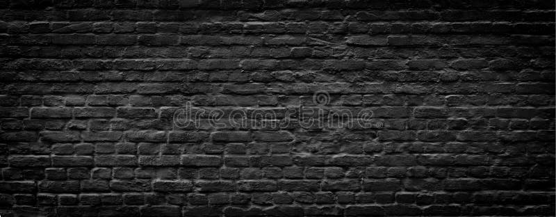 Black Brick Wall Panoramic Background Stock Photo - Image of grey, pattern:  121182622