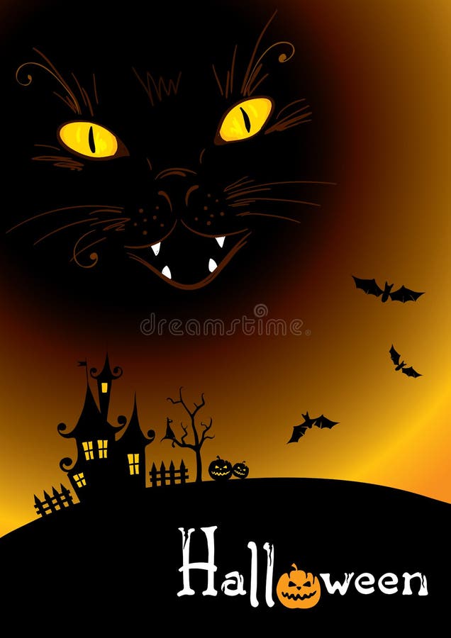 Black cat with arched back line and solid icon, halloween concept