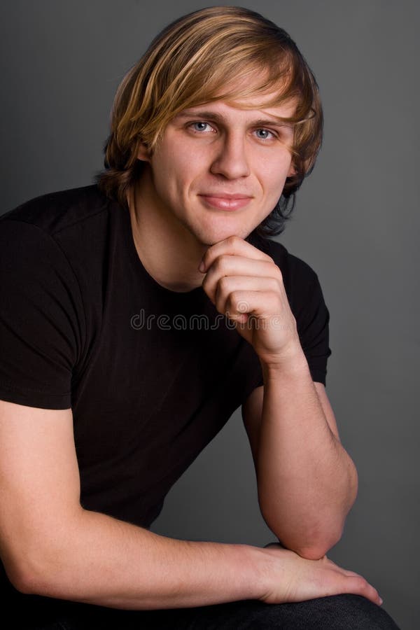 Background blond gray man over portrait smiling στοκ φωτογραφία με δικαίωμα ελεύθερης χρήσης