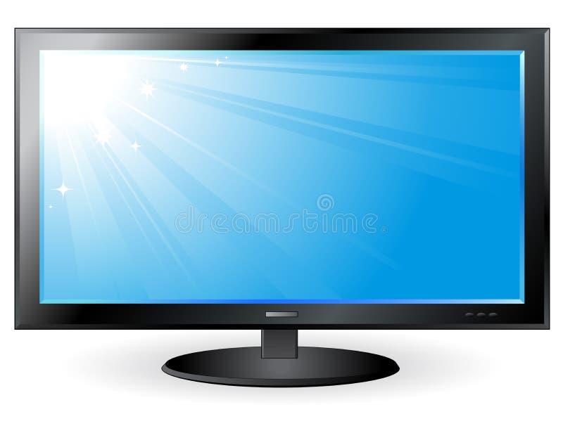 Background with Blue Sky on TV Screen Stock Vector Illustration of