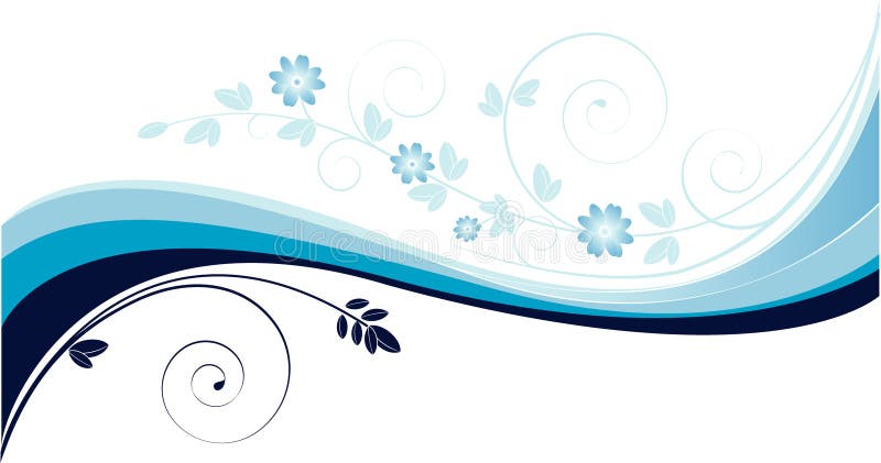 Background with blue waves and floral motives royalty free illustration Background with blue waves and floral motives royalty free illustration