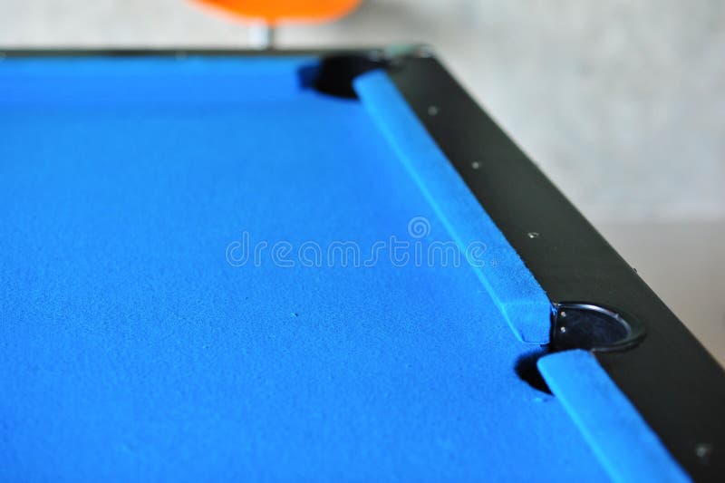 Background of Blue Woolen Fabric Flannel Felt Snooker Table and Stock