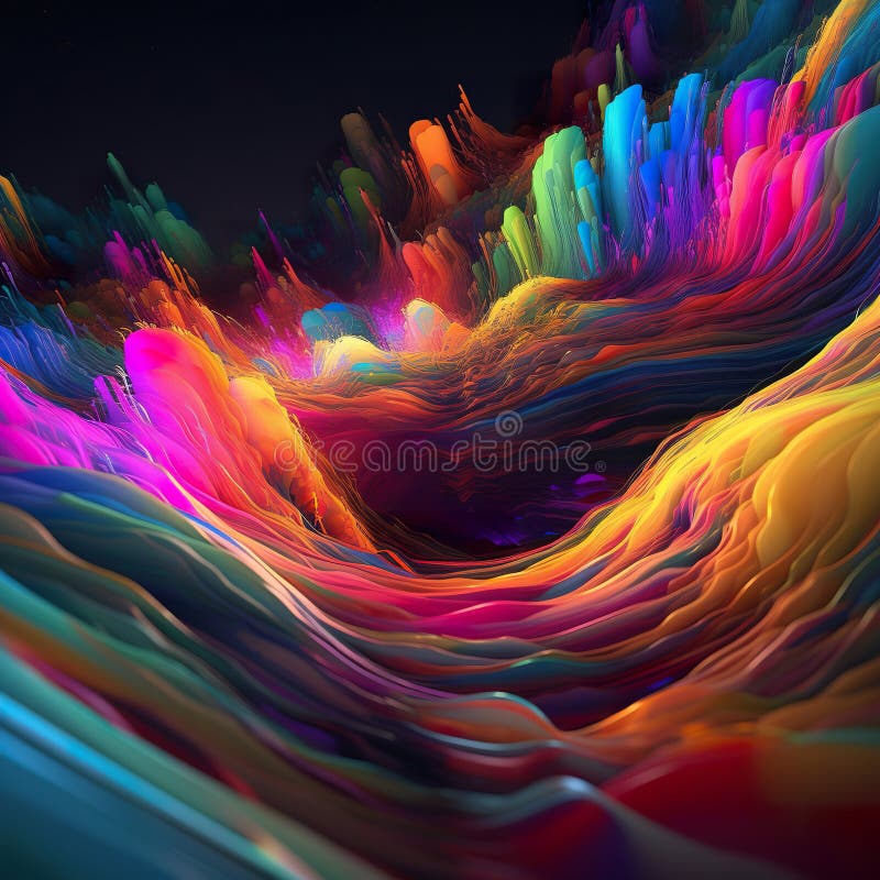 Background of a Bright Vibrant Colors Flowing through a Digital