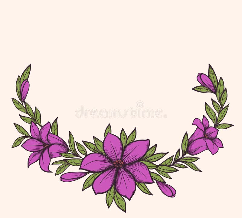 Background for card with a graphic flower and leav stock illustration