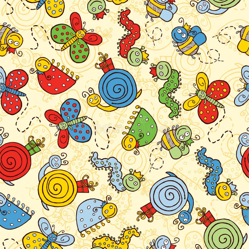 Background with cartoon insects