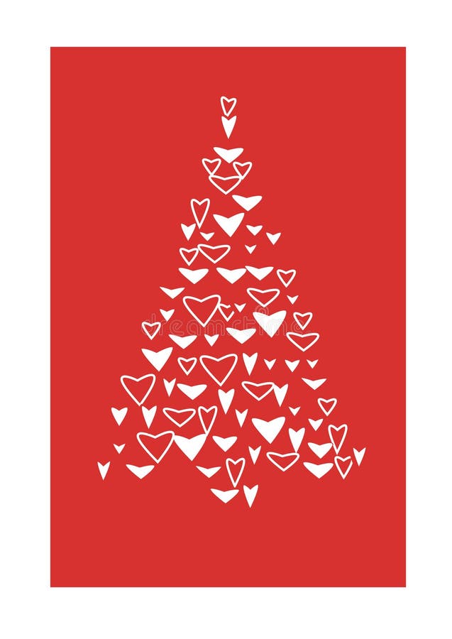 Background with Christmas tree of hearts