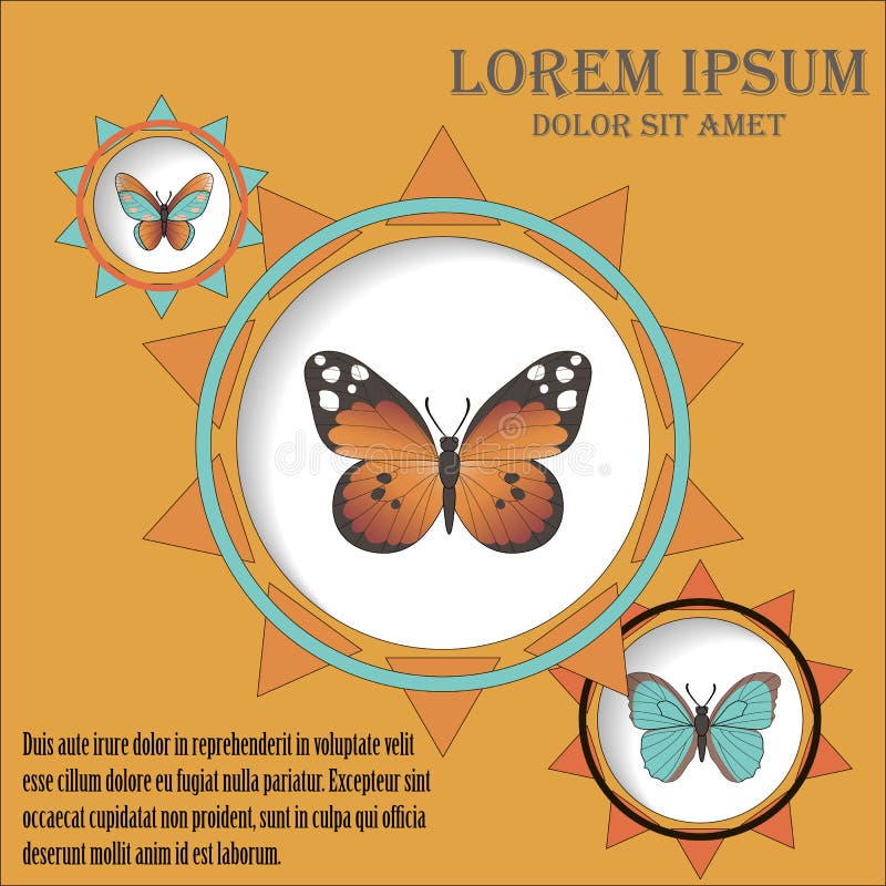 Background with Circles and Butterflies. Stock Illustration