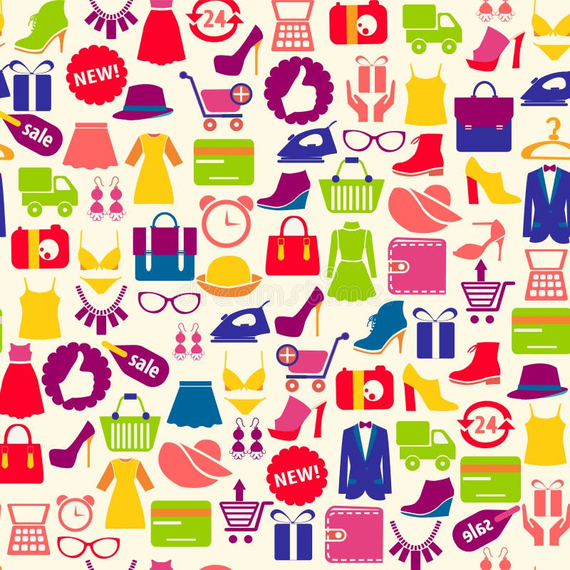 Background with Colorful Shopping Icons Stock Vector - Illustration of ...
