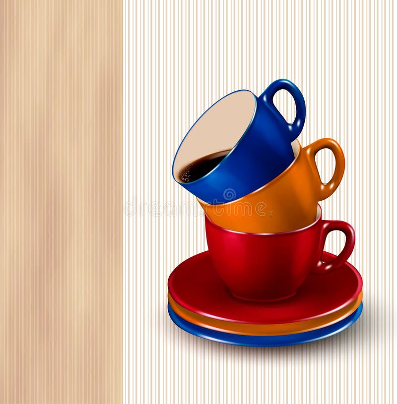 Background with Colorful Cups of Coffee. Stock Vector - Illustration of