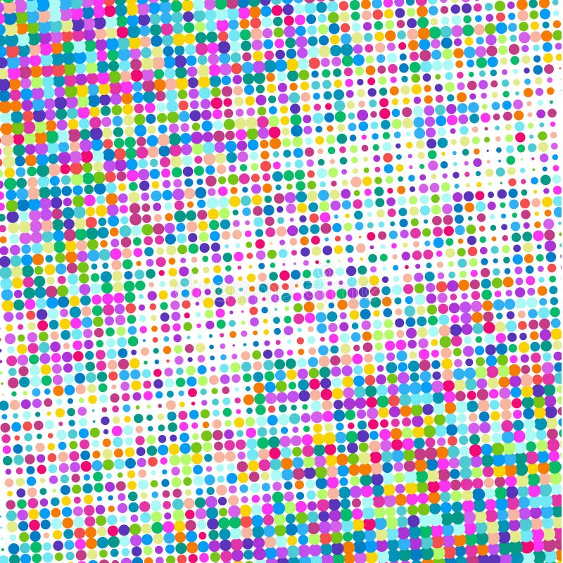 Background of Various Colored Dots of Different Sizes on White. Stock