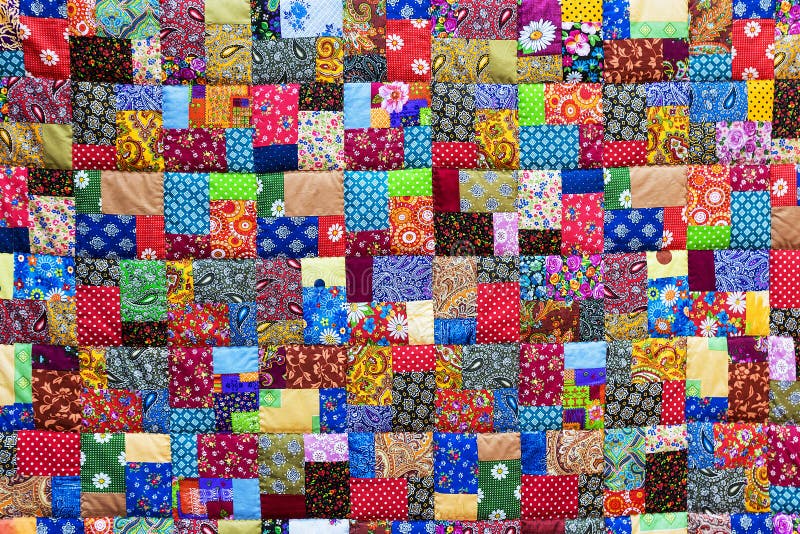 Background of colorful patchwork fabrics royalty free stock image
