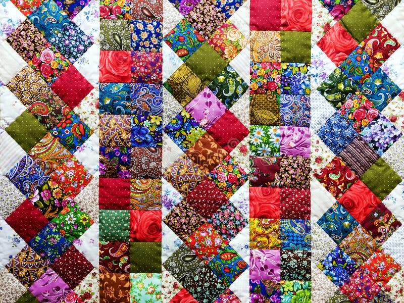 Background of colorful patchwork fabrics royalty free stock image