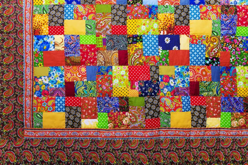 Background of colorful patchwork fabrics royalty free stock photography