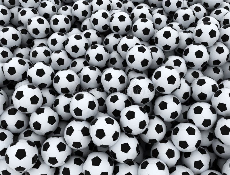 Many Soccer Balls Close Up Top View Stock Illustration - Illustration ...