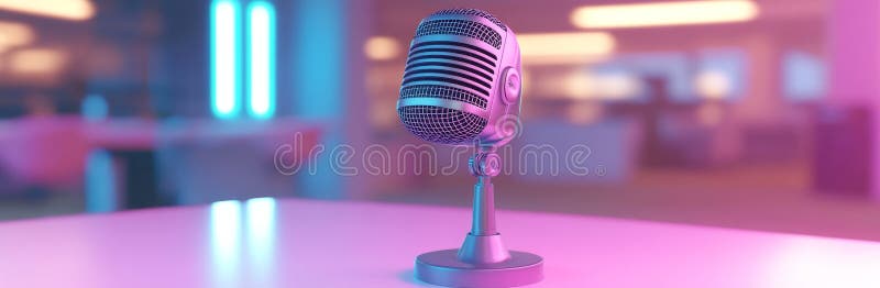 Background concept for a podcast online using headphones and a microphone stock photography