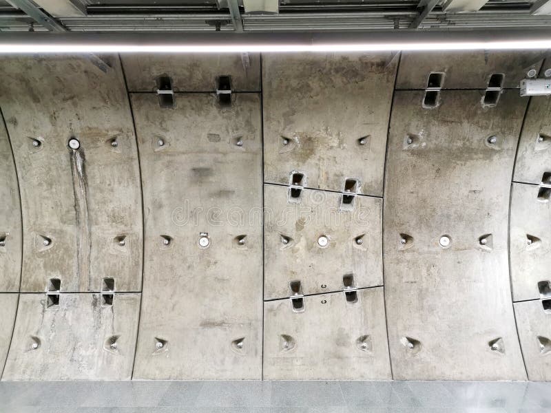 Background of Concrete Wall of Subway Metro Tunnel Stock Photo - Image