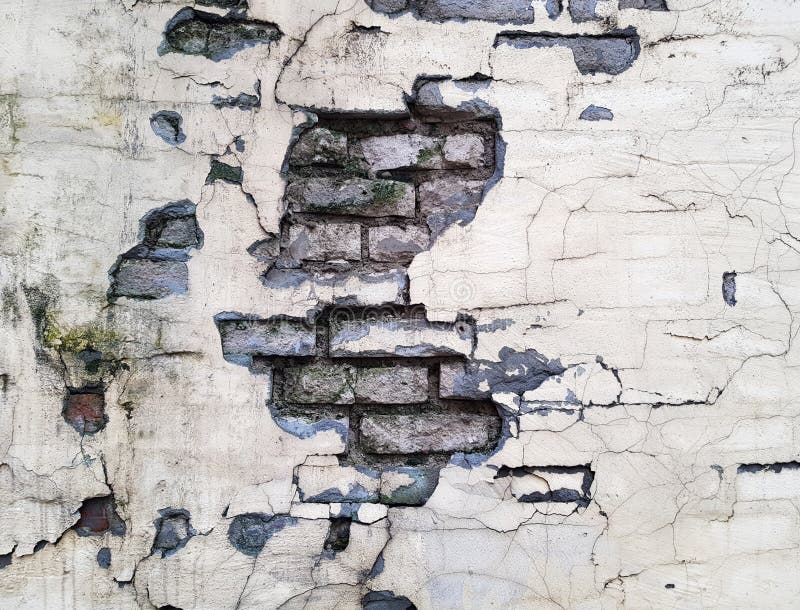 Background of a Crumbling Brick Wall Closeup. the Texture of a