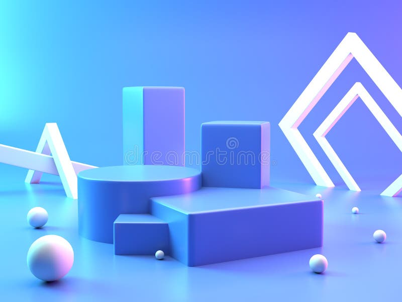 Background 3d Blue rendering minimal abstract background 3d rendering abstract geometric shape pastel. Stage for cube product in stock illustration