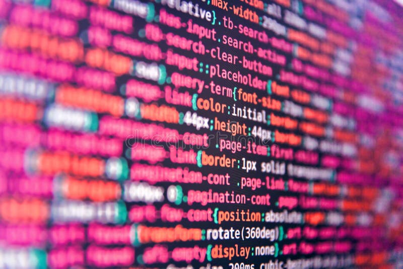 Background dello script per sviluppatori software. attività di creazione di software pc. errore nella programmazione della scherma fotografie stock