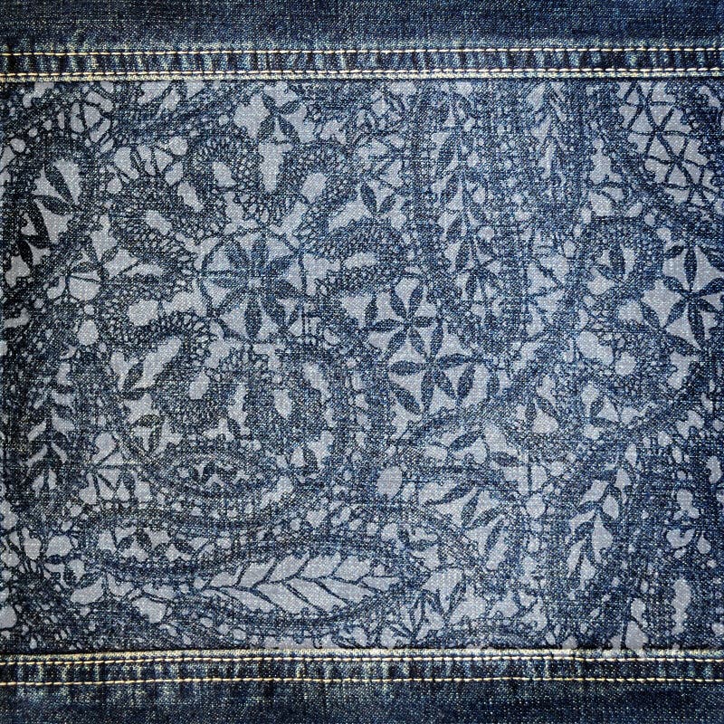 Background denim texture with lace pattern