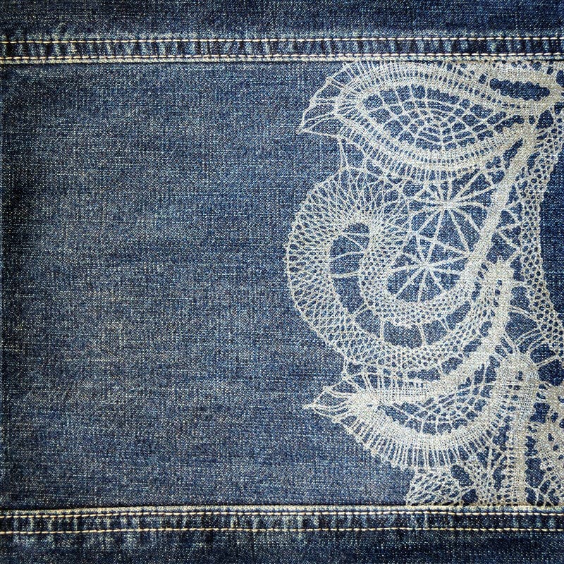 Background denim texture with lace pattern