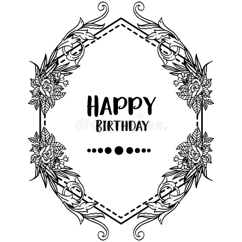 Background Design for Happy Birthday Card, with Vintage Flower Frame ...