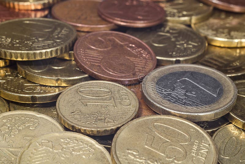 Pile of Bronze Euro Cent Coins Stock Image Image of currency, heap 107381429