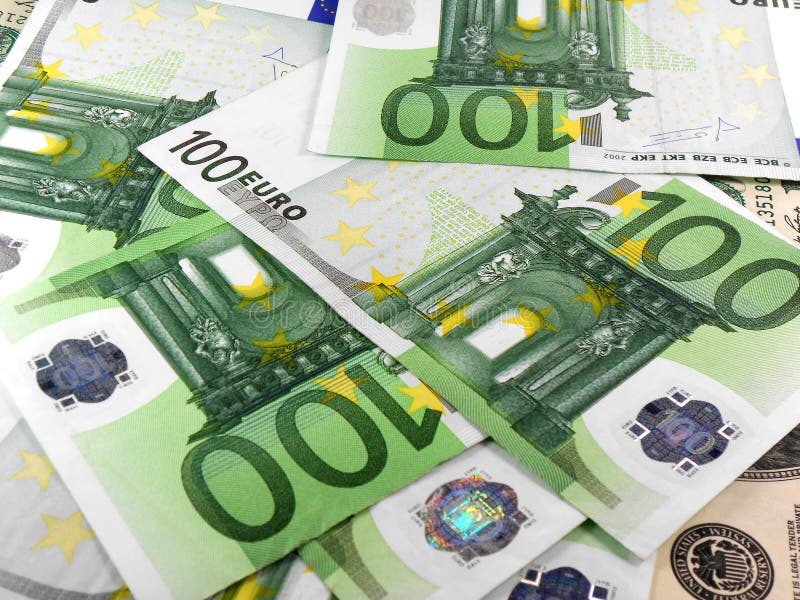 Background with different european union banknotes