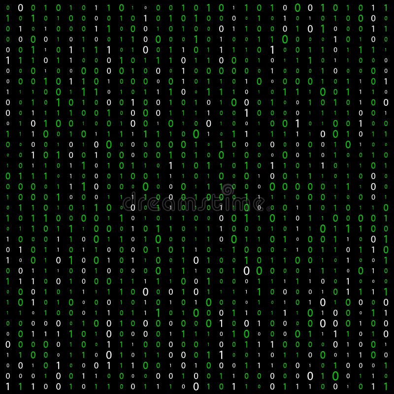 Background with Digits on Screen. Binary Code Zero One Matrix White ...