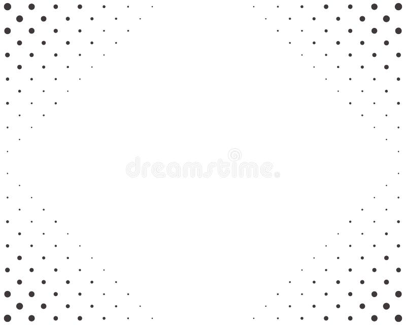 Background with dotted pattern at the corners. White backdrop with black dots,circles. Vector modern optical pop art texture for stock illustration