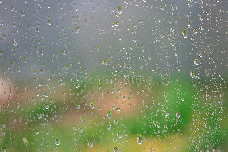 Background with Drops on Wet Window after Rain and Blurred Texture Outside  for Design and Decor Stock Image - Image of blurred, blur: 191618519