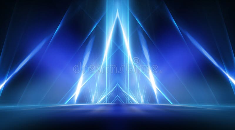 Background of Empty Stage Show. Neon Light and Laser Show. Laser Futuristic  Shapes on a Dark Background. Abstract Dark Background Stock Photo - Image  of line, effect: 210384762