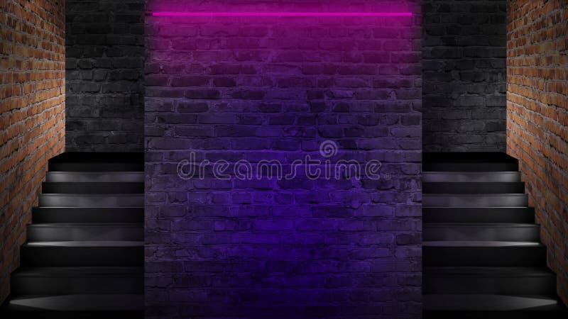 Neon Lights Red Bricks Background Stock Photos - Free & Royalty