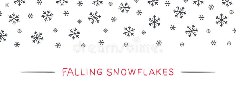 Background with falling snowflakes. Winter Background. Drawn snowflakes. Vector illustration stock illustration