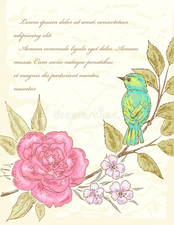 Background with flower and bird.