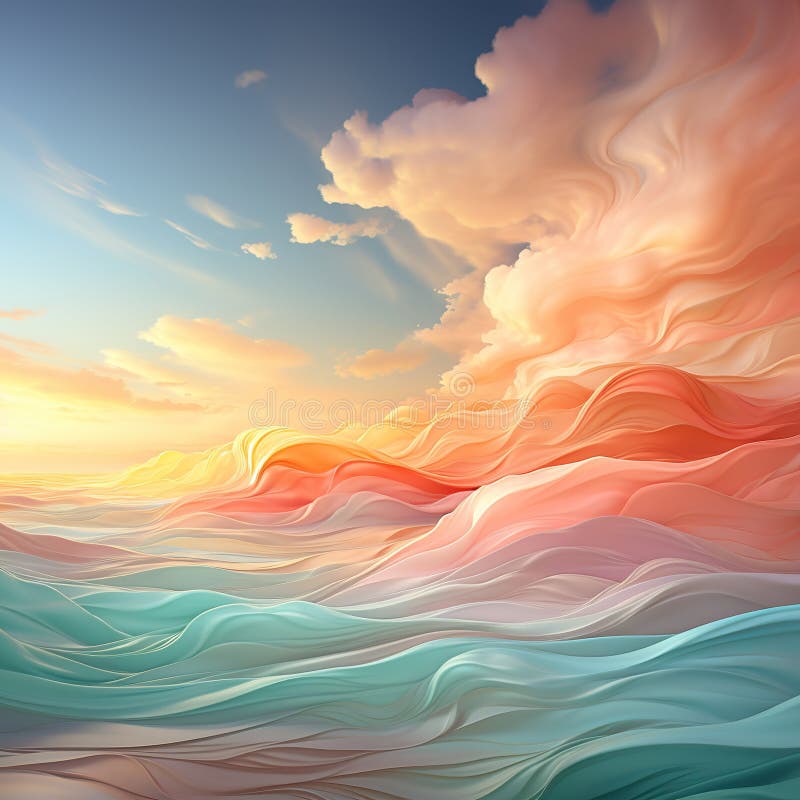 Background smooth gradient blue, peach green. Light color gradient transitions. Created with Generative AI stock image