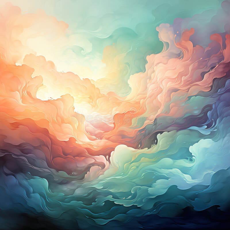 Background smooth gradient blue, peach green. Light color gradient transitions. Created with Generative AI royalty free stock images