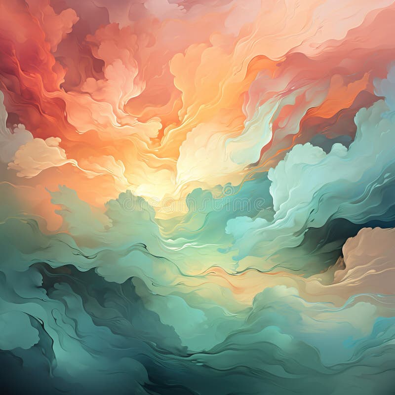 Background smooth gradient blue, peach green. Light color gradient transitions. Created with Generative AI stock photos