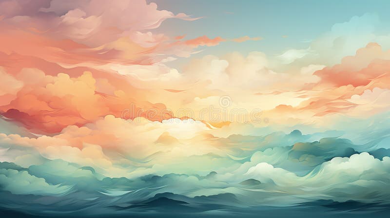 Background smooth gradient blue, peach green. Light color gradient transitions. Created with Generative AI stock photos