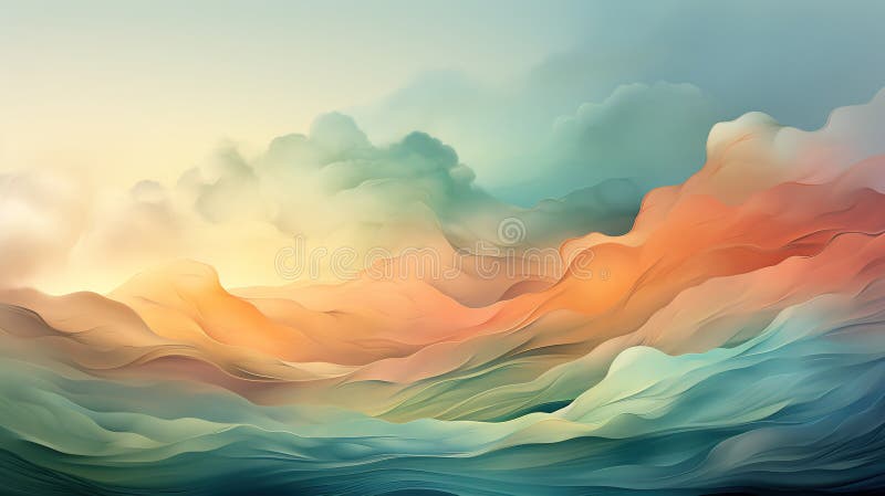 Background smooth gradient blue, peach green. Light color gradient transitions. Created with Generative AI stock photography